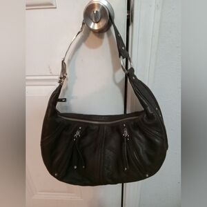 Junior Drake leather purse with silver buckle on strap